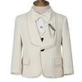thumbnail image 5 of FAOWME Children Boys Suit Outfit Solid Color Vest Long Sleeve Lapel Coat And Pants Formal Fashion Sets For Party Performance Wedding,Beige,3-4 Years, 5 of 9