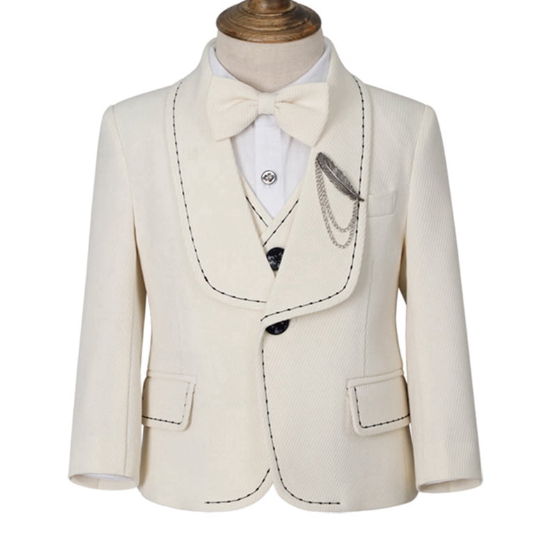 Boys Velvet Tuxedo Suit Set - Wedding, Formal, Homecoming Outfit With Blazer, Vest, Pants & Bowtie (Toddler To Teen)