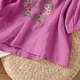 thumbnail image 6 of Linen 3/4 Sleeve Button Shirts Summer Boho Peasant Casual Gauze Clothes Embroidered Tops for Women Hot Pink XL, 6 of 6