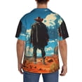 thumbnail image 3 of Honeii Lone Cowboy Desert Scene for Men's Short-Sleeved Button-Up Collared Shirt Featuring A Pocket, Perfect for Beach Vacations, And Travel Adventures.-4X-Large, 3 of 5