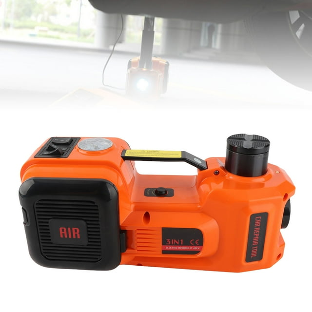 5T Auto Jack Electric Hydraulic Floor Jack with LED Lamp, Compact Size Equipment for Emergent Roadside Tire Change and Repair, Comes with Plastic Storage for Easy Transport and