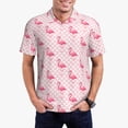 thumbnail image 2 of Balery Cute Flamingo with Heart Printed Men’s Short Sleeve Polo Shirt, Midweight Men's Shirt,Golf Polo shirts -, 2 of 8