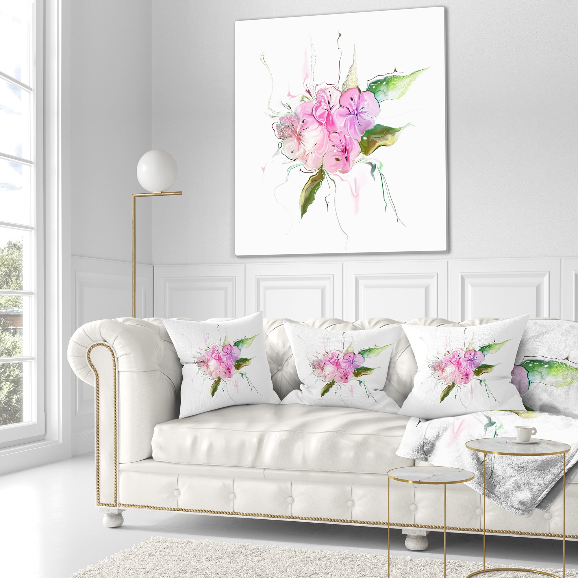 Designart Pink Bouquet of Pansies - Animal Throw Pillow - 16x16