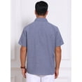 thumbnail image 3 of DARING DIVA Men's Plain Linen Short Sleeve Contrast Color Collar Shirts XL Denim Blue, 3 of 7