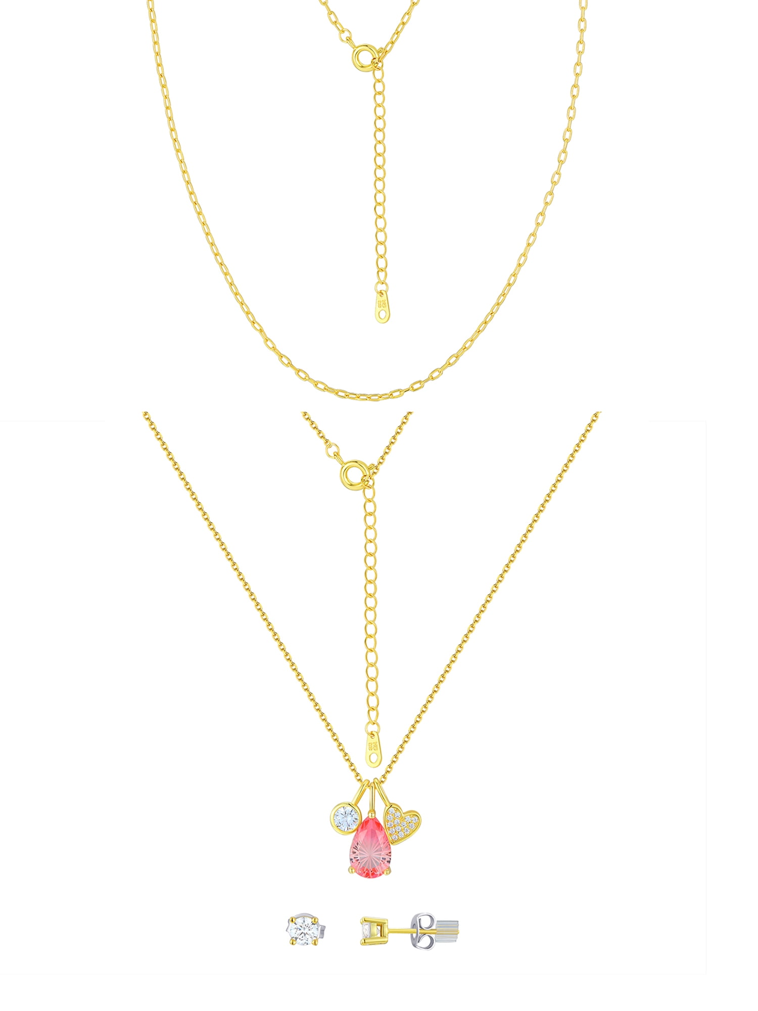 Believe by Brilliance Crystal and Cubic Zirconia Teardrop Necklace Set in 14KT Gold Flash Plated