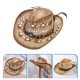 thumbnail image 5 of BRIGHTFUFU Western Cowboy Hat ancho de borde ancho Sombrero de actuación unisex Capas de vaquero de paja, 5 of 7