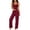 Burgundy, variant on TEAJOPSUU Womens 2 Piece Loungewear Sets Lace Trim Spaghetti Strap Crop Cami Tank Top Wide Leg Drawstring Pants Ses Casual Sleepwear Outfits Black