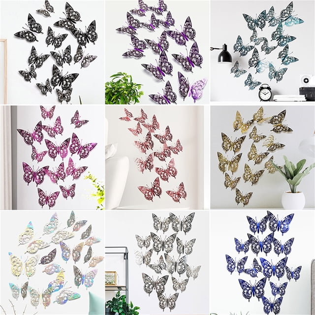 Xihbxyly Pegatinas de Pared Doradas de Lujo, Fáciles de Despegar y Pegar, Se Desmontan Sin Dañarlas, Decoración Luminosa para Habitaciones, Fondo para Baby Shower, Juego de 12 Piezas, Material de Pvc