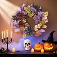 thumbnail image 6 of Lumiparty 18" Halloween Wreath for Front Door,  Outdoor Indoor Decor for Window, Mantel, Wall, Fireplace Artificial Decorations, Purple, 6 of 7