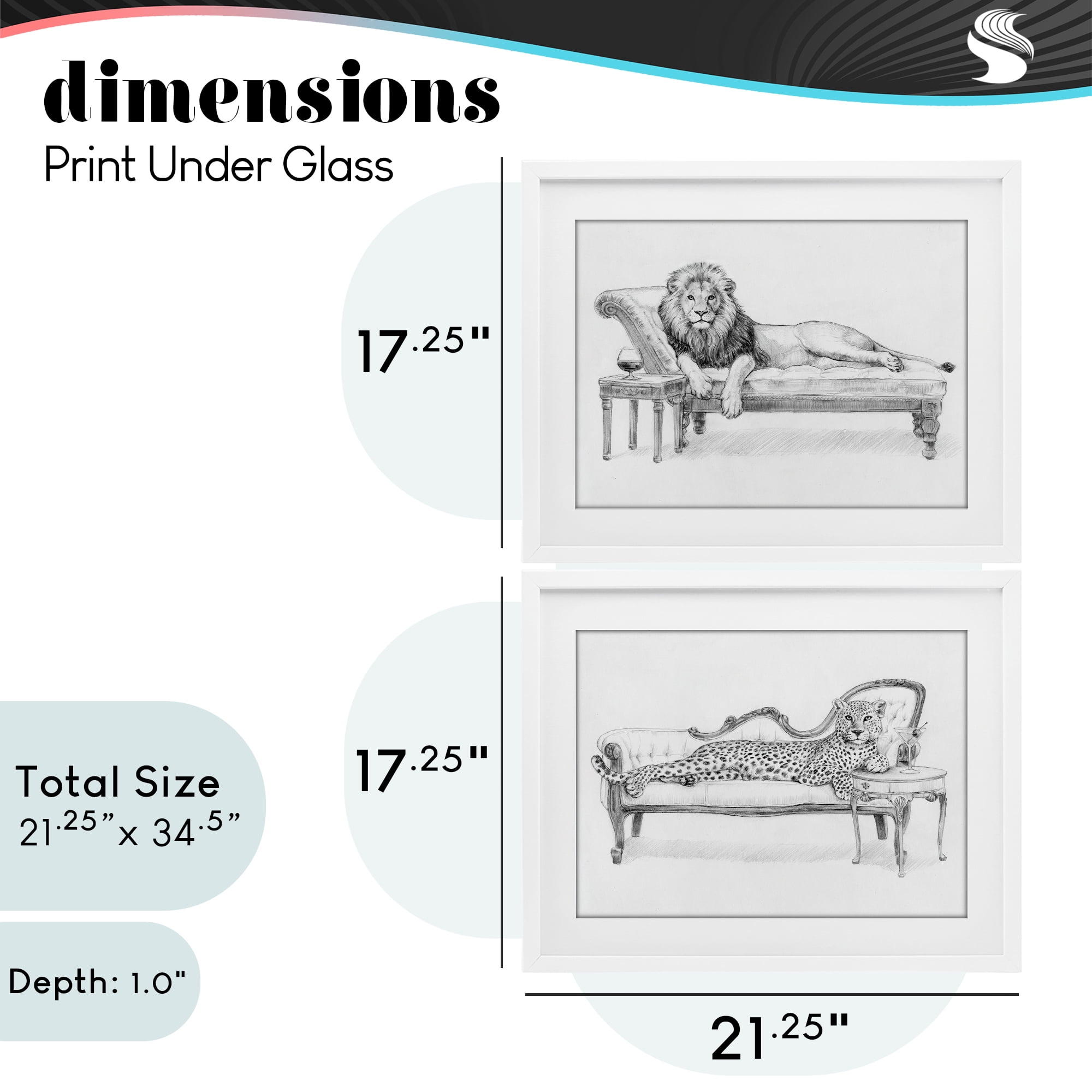 Stupell Industries Lounging Beasts Wildlife 2 Piece White Framed Print Under Glass Set, design by Victoria Barnes