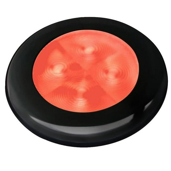 Hella Marine 980507251 Slim Line LED Enhanced Brightness Round Courtesy Lamp - Red LED - Black Plastic Bezel - 12V