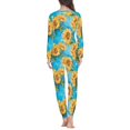 thumbnail image 3 of SCRAWLGOD Sunflowers Pjs for Women Set of 2 Lounge Sets for Women Long Sleeve Sleepwear Crewneck Jogger Pj Sets for Women Size L Comfy Women's Pajama Sets, 3 of 6