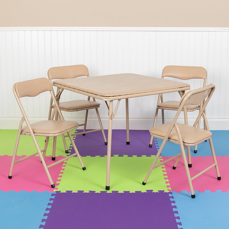 5 Pc Kids Folding Table Set, Youth Folding Table And Chairs
