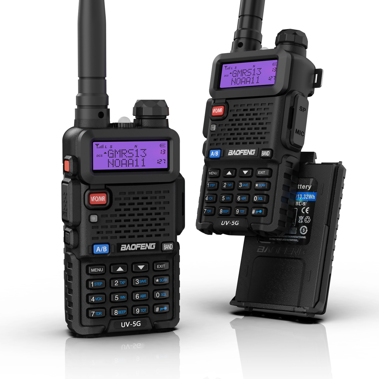 Radioddity UV-5X (UV-5G) GMRS Radio, Long Range Walkie Talkies  Rechargeable, Two Way Radio with NOAA Weather Alerts  Scan, GMRS Handheld  Radio for Adults, Support Chirp, Pair, Elevate Your Set Up
