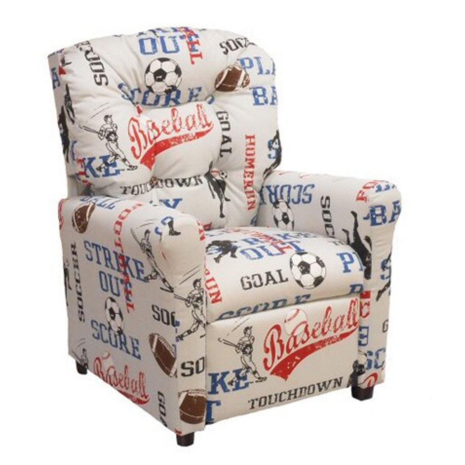 Brazil Furniture 4Button Back Child Recliner Sports American Blue