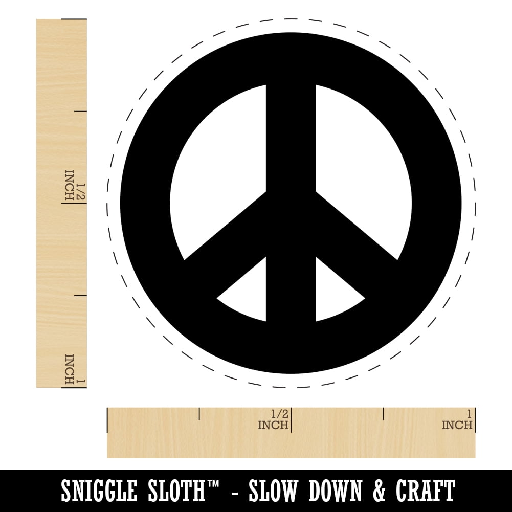 Peace Symbol Bold Self-Inking Rubber Stamp Ink Stamper - Brown Ink - Medium 1 Inch