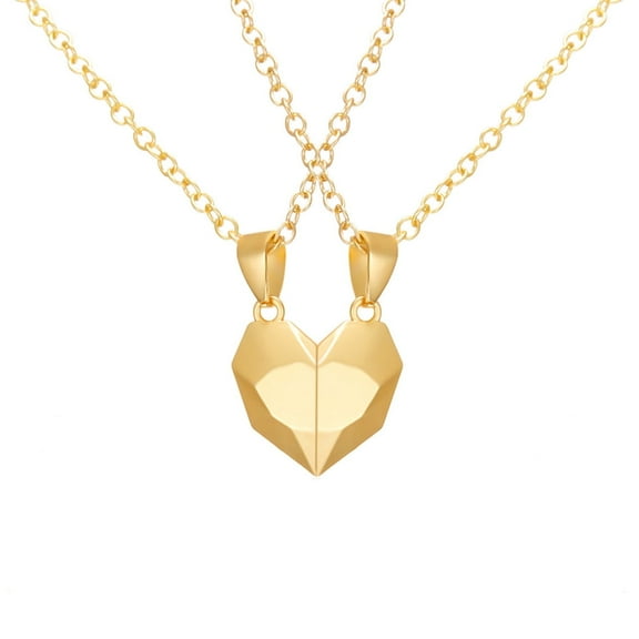 TIHLMK Initial Necklaces for Women Two Souls One Heart Pendant Necklaces for Couple Wishing Stone Creative Magnet Couples Necklace