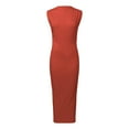 thumbnail image 5 of kamemir Women's Ruched Bodycon Dress Summer Casual Sleeveless Back Slit Elegant Club Evening Party Maxi Dresses(Orange,S), 5 of 6