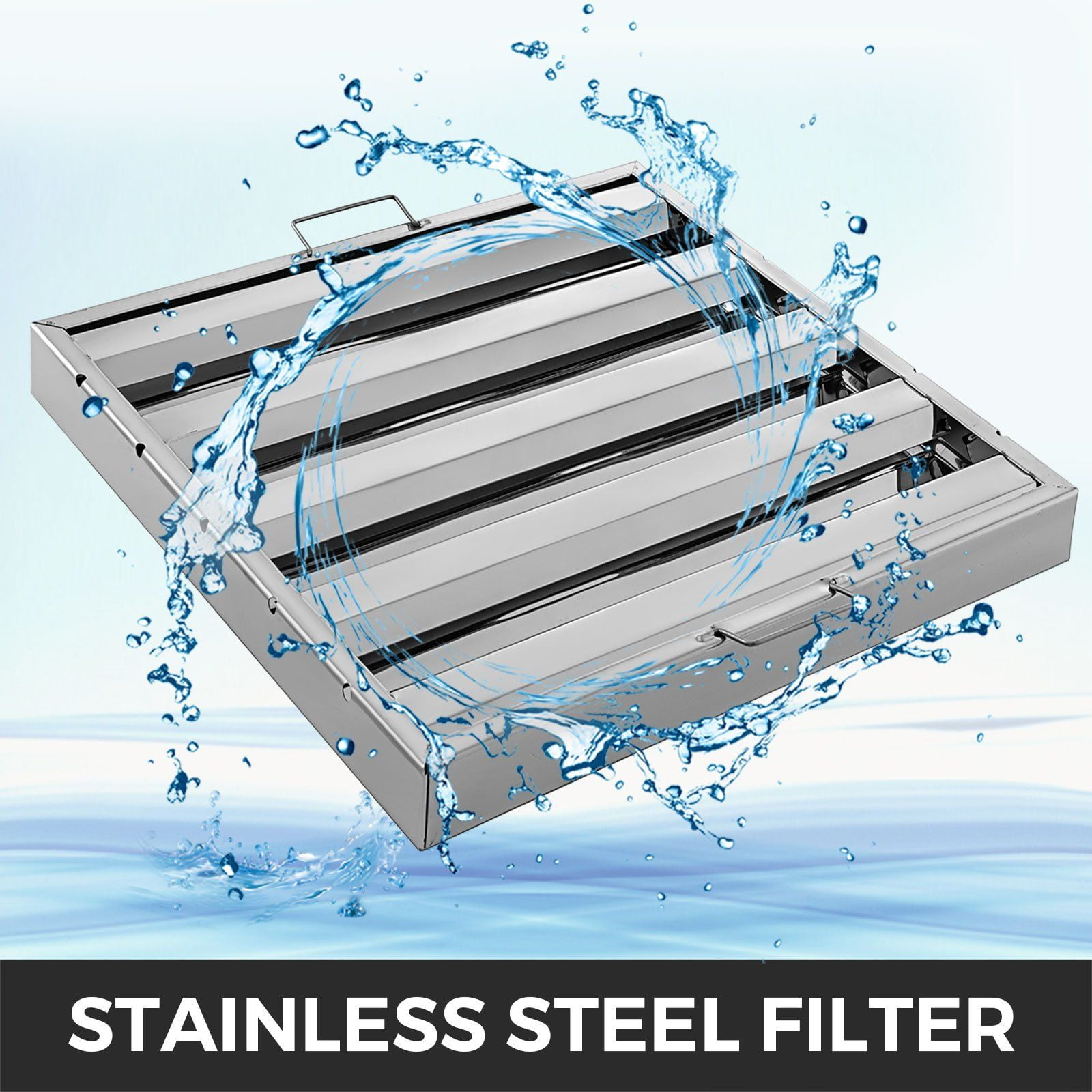 6 Pack 430 Stainless Steel Commercial Hood Filters 19.5W x 24.5H Inch 4 Grooves Range Hood Grease Filter for Kitchen Exhaust