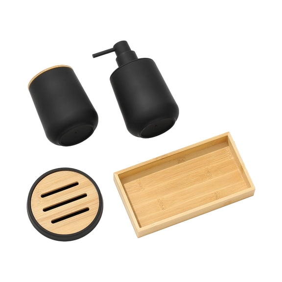 Fzaqwen 4 Pieces Bathroom Accessories Set Bath Set Complete Set Bathroom Decoration for black