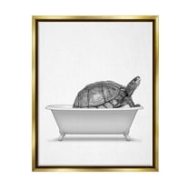 Stupell Industries Tortoise Bathing In Tub Sea Life Animals & Insects Painting Gold Floater Framed Art Print Wall Art