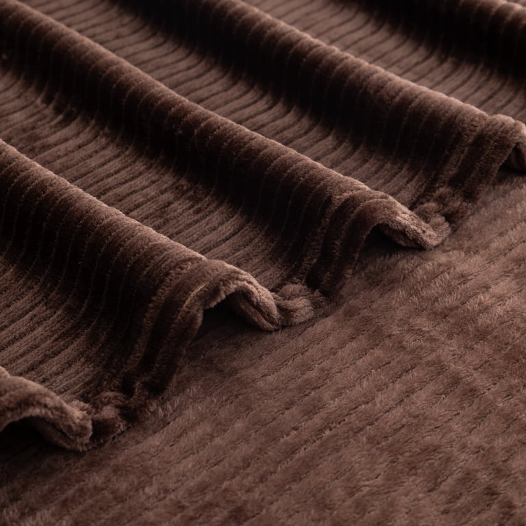 Berkshire Life Ribbed Velvet Plush Brown Throw Blanket photo 6
