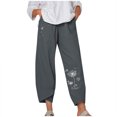 thumbnail image 2 of Pntutb Mujer Casual Cintura Media Bordado Verano Algodón Suelto Pantalones Rectos Largos Pntutb Pntutb-128, 2 of 8