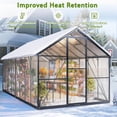 thumbnail image 6 of 8x16 FT Greenhouse for Outdoors, NEORIVER Quick Assembly Polycarbonate Green House with UV Protection, Heavy-Duty Windproof Aluminum Frame, Adjustable Roof Vent – for Backyard, Garden or Patio, 6 of 9