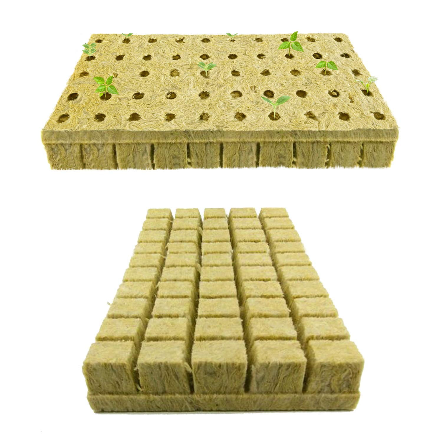 Pratico Outdoors 1 inch Rockwool Grow Cubes Seed Starter Plugs, 100