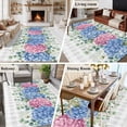 thumbnail image 5 of 5'x8' Area Rugs, Blue Pink Hydrangea Indoor Outdoor Area Rug for Living Room Bedroom, Eucalyptus Leaves Grey Plaid Washable Bathroom Rugs Kitchen Floor Carpet Mats Home Decor Aesthetic, 5 of 8