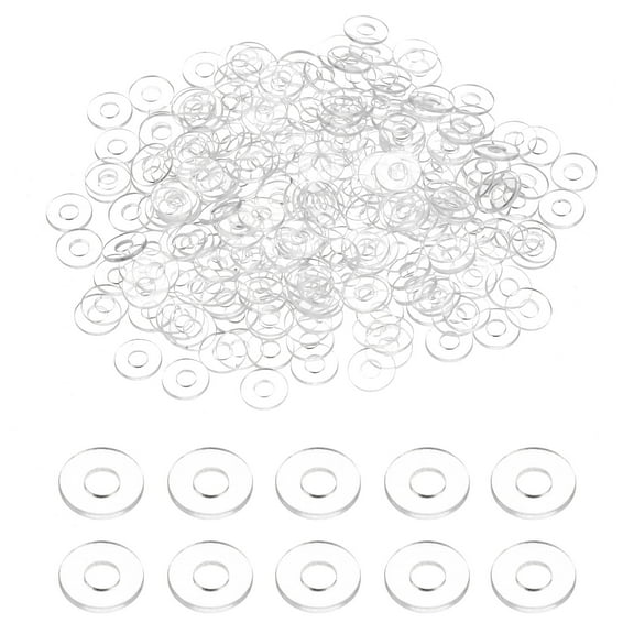 240Pcs M2 Flat Washers 2mm ID 5mm OD 0.5mm Thick Plain Washer Grommets Plastic Sheet Gasket Fastener Sealing Spacer Gasket Ring Water Hose Washers, Clear