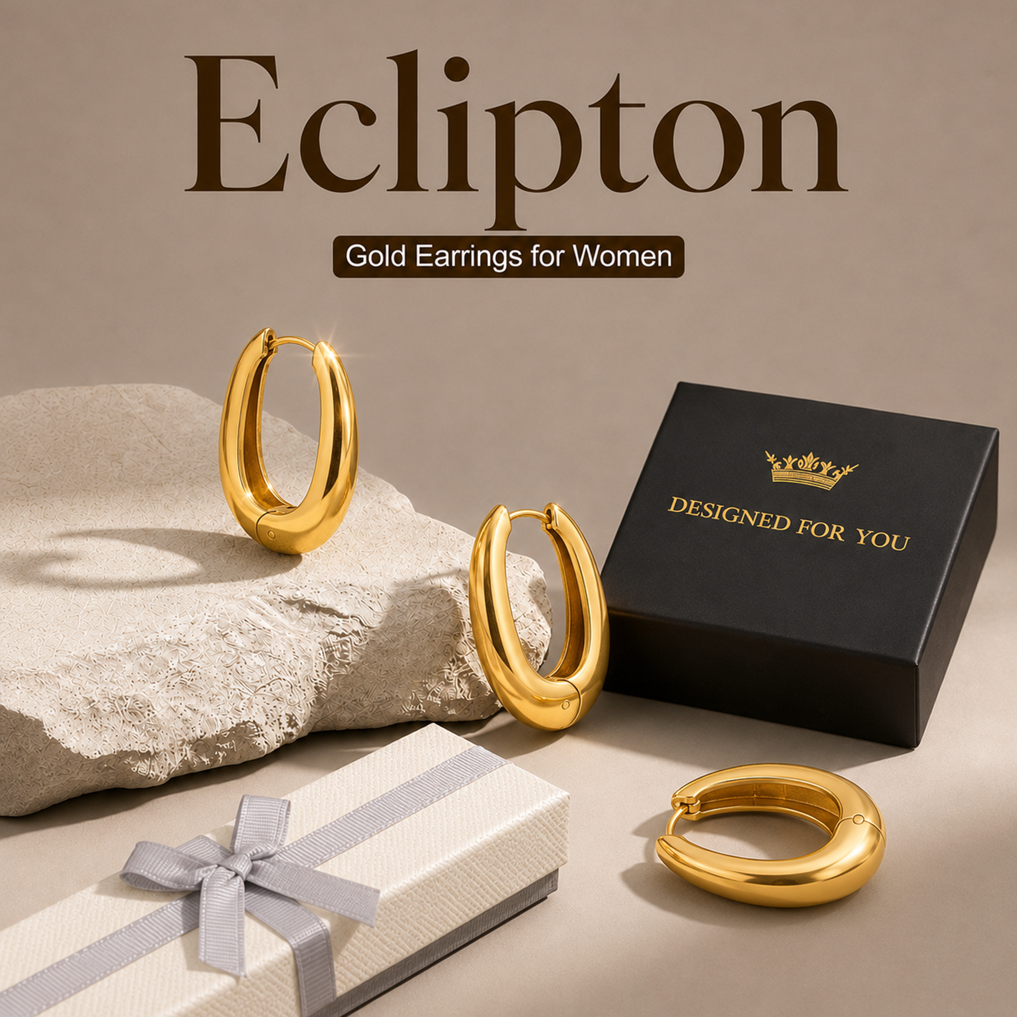 Eclipton Gold Plated Dainty Teardrop Hoop Earrings photo 3