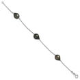 thumbnail image 2 of Sterling Silver Rhodium-plated 9-10mm Baroque Black Tahitian Saltwater Cultured Pearl 3-Station 7.5 inch Bracelet, 2 of 5