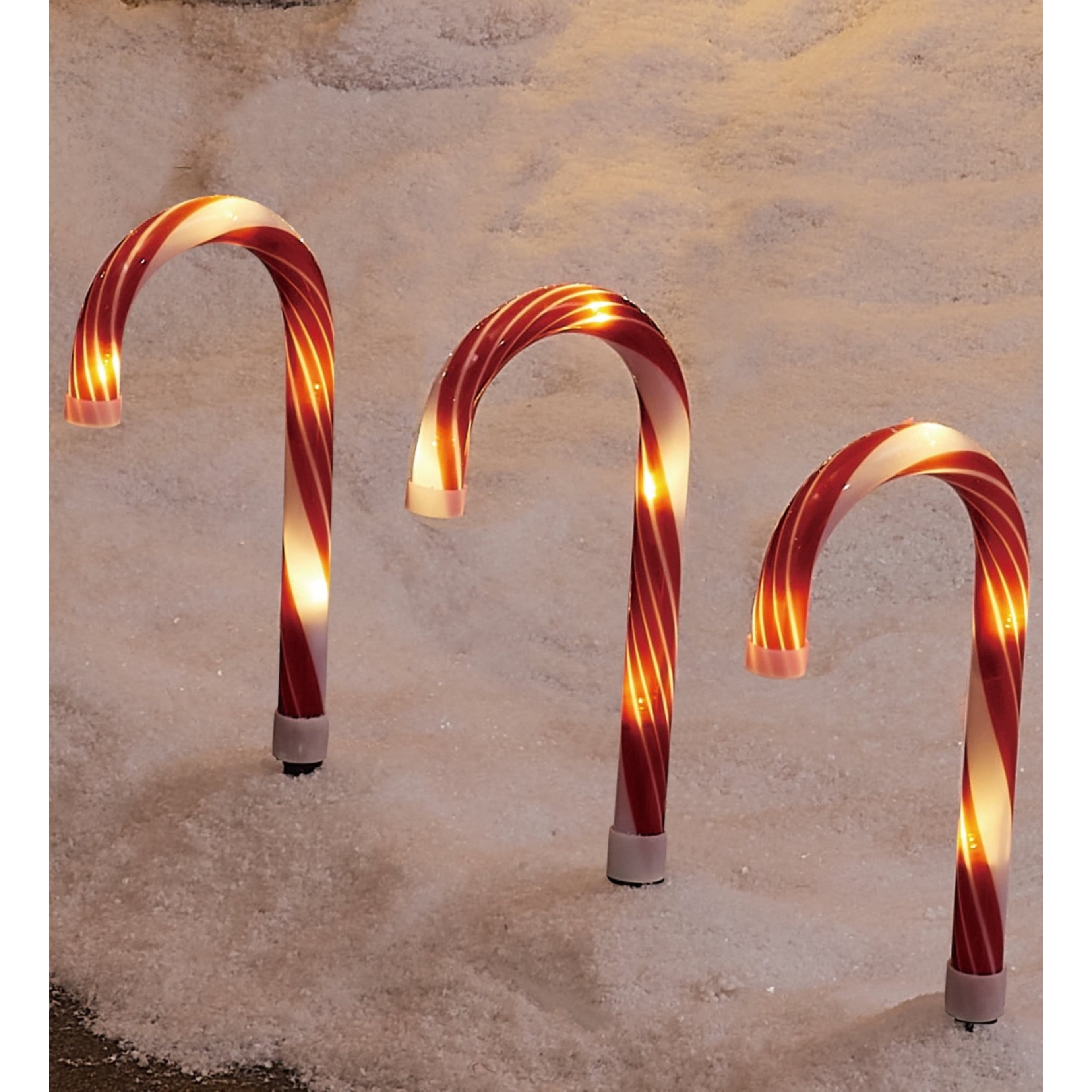 Indoor/Outdoor LED Light-Up Christmas Candy Cane Lawn Stakes, Red and White, 10 Count, by Holiday Time