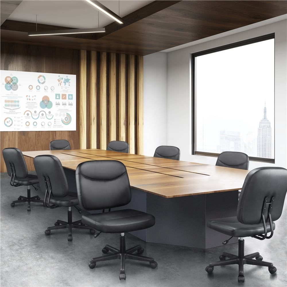 Yaheetech Adjustable Armless Office Chair with Ergonomic Backrest, Black