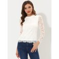 thumbnail image 3 of BluFloral Con Cuello De Volantes Y ManLarCon Encaje Superior PaMujer Beige L, 3 of 5