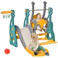 thumbnail image 1 of Qaba 3-in-1 Kids Swing and Slide Set with Basketball Hoop and Adjustable Seat Height, Toddler Play Climber Slide Playset for Indoor and Outdoor Playground Activity Center, 1 of 9