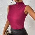 thumbnail image 6 of YYDGH Mock Neck Sleeveless Tops for Women Textured Tank Top Casual Solid Color Basic Tee Shirts Summer Trendy Blouse Hot Pink XXL, 6 of 6