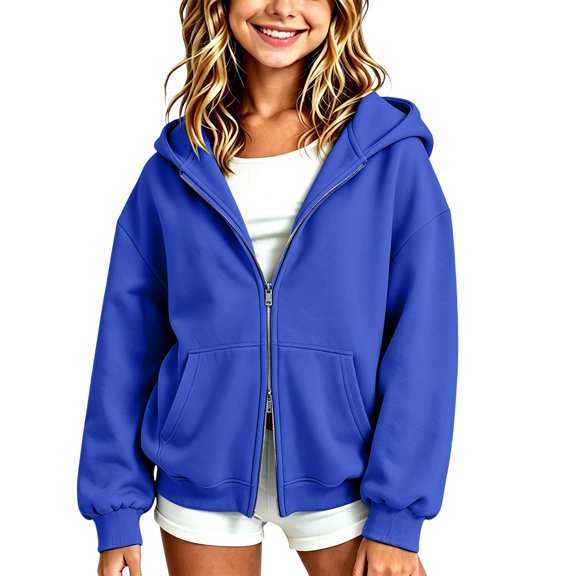 Ruyang Girls Oversized Hoodie Sweatshirt Double Zipper Long Sleeve Sweatshirt Jacket Kids Wind Resistant Coats 4-12 Years