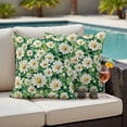 thumbnail image 2 of 2 Pack Outdoor Waterproof Throw Pillow Covers,Spring Flower Leaf White Daisy Decorative Square Patio Pillowcases for Chair Couch Sofa 16x16in, 2 of 9