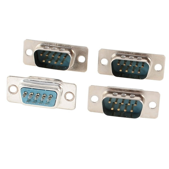Unique Bargains 4 Pcs VGA Gender Changer 2 Lines DB-9 DB9 9 Pin Male Adapter Connector