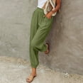 thumbnail image 5 of EDFBUYKRS Female Women Pants Casual Wide Leg Sweatpants Women Short Fashion Women Plus Size Drawstring Casual Solid Elastic Waist Pocket Loose Pants Xxxl, 5 of 9