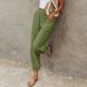 thumbnail image 4 of Pantalones casuales con cordón para mujer talla grande - Cintura elástica, bolsillos, poliéster, corte holgado, aptos para el día a día, la playa y para dormir, para todas las estaciones, 4 of 8