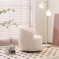 thumbnail image 2 of Onbeam Accent Chairs for Living Room and Bedroom - Swivel Barrel Chair and Reading Armchair with Teddy Fabric and Metal Base - Ivory, 2 of 10