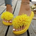 thumbnail image 6 of BRICH Flip Flops for Women Flower Dressy Wedges Platform Flat Sandals Open Toe Summer Beach Slides Comfortable Outdoor Boho Shoes Yellow 9.5, 6 of 8