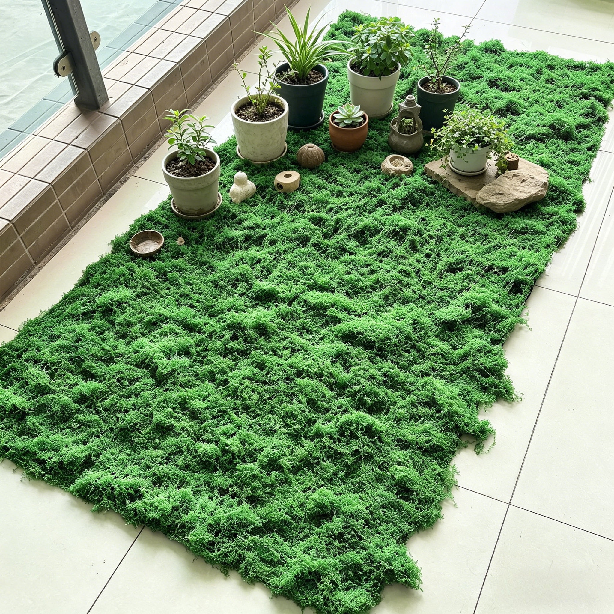 Tifaealis Artificial Moss Mat 39.37" x 78.74" | Dark Green Faux Moss | Low-Maintenance Indoor & Outdoor Plant Moss for Home, Garden, and Crafts