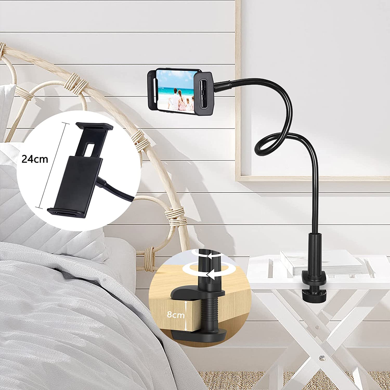FangYun Gooseneck Phone Stand with Clamp, Black photo 4