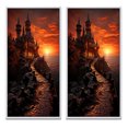 thumbnail image 2 of Designart "Castles Sunset form I" Castles Framed Wall Art Set Of 2 - Orange Architecture Framed Canvas Set For Living Room Decor, 2 of 7