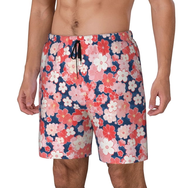 Balery Japanese Cherry Blossoms Bañador para hombre, shorts de playa de secado rápido con entrepierna y forro de compresión-3X-Large