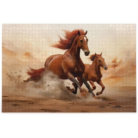 Chestnut Horse 1000 Piece Large Jigsaw Puzzle for Adults - Game Interesting Toys - Hand Made Puzzles Personalized Gift, 29.5"x19.7"
